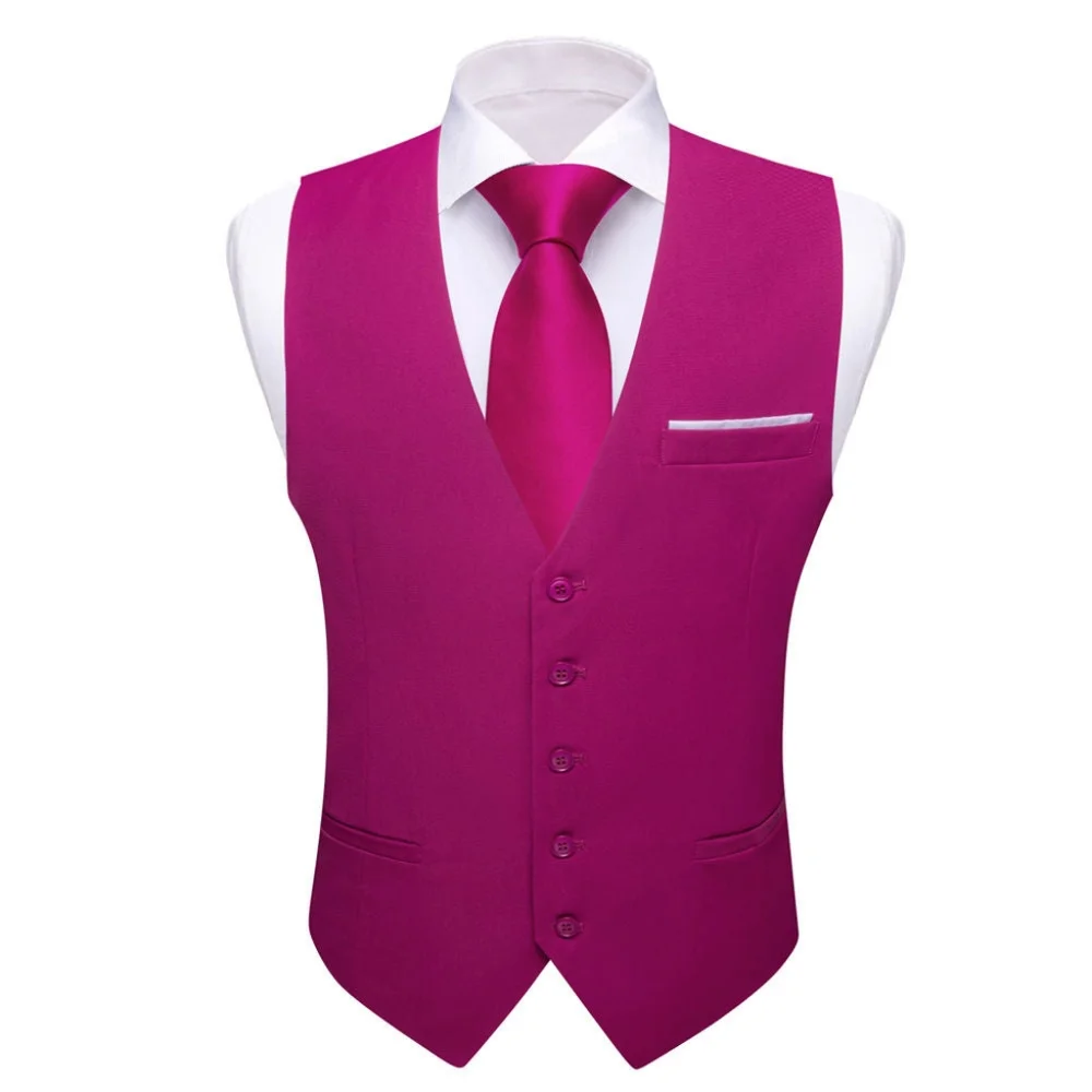 Barry Wang Wedding Vest‎ for Men Ruby Solid V-Neck Waistcoat Size XXL Formal